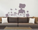 Woman Flower Vinyl Decals Modern Wall Art
